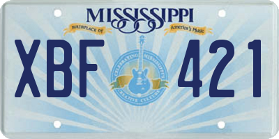 MS license plate XBF421