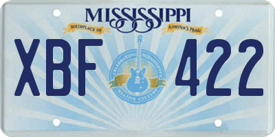 MS license plate XBF422