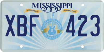 MS license plate XBF423