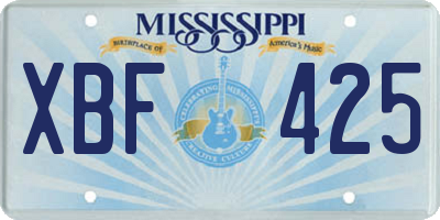 MS license plate XBF425
