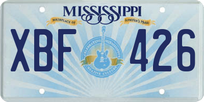 MS license plate XBF426