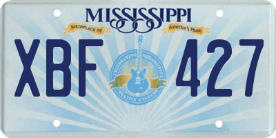 MS license plate XBF427