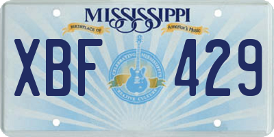 MS license plate XBF429