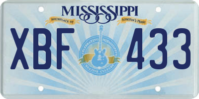 MS license plate XBF433