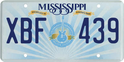 MS license plate XBF439