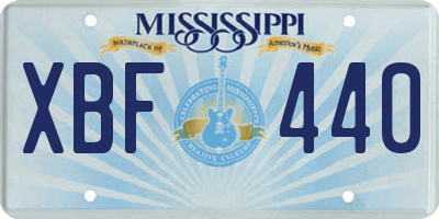MS license plate XBF440