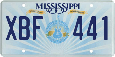 MS license plate XBF441