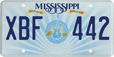 MS license plate XBF442