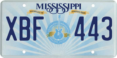MS license plate XBF443