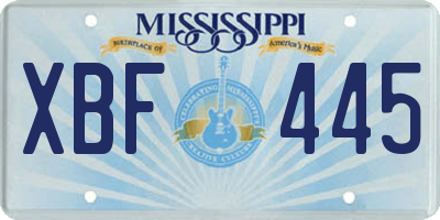 MS license plate XBF445