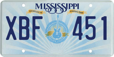 MS license plate XBF451