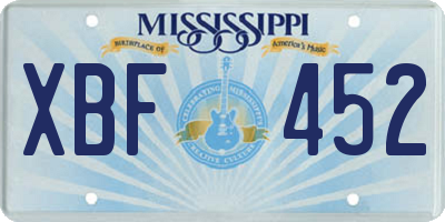 MS license plate XBF452
