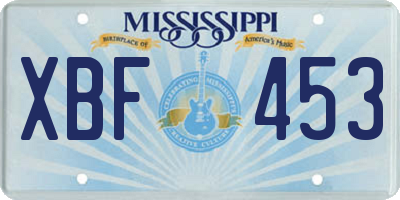 MS license plate XBF453