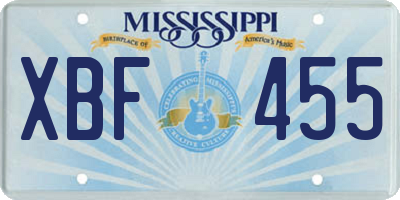 MS license plate XBF455