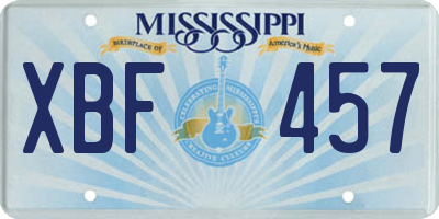 MS license plate XBF457