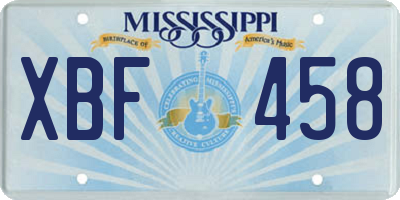 MS license plate XBF458