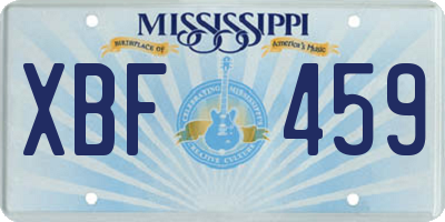 MS license plate XBF459