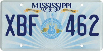 MS license plate XBF462