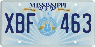 MS license plate XBF463