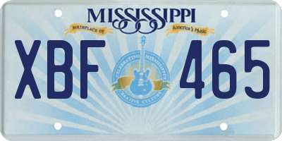 MS license plate XBF465