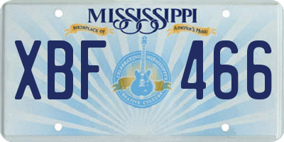 MS license plate XBF466