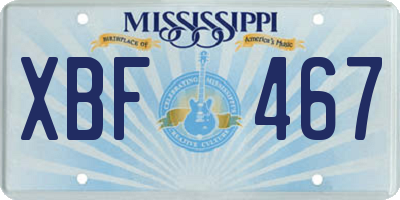 MS license plate XBF467