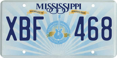 MS license plate XBF468