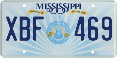MS license plate XBF469