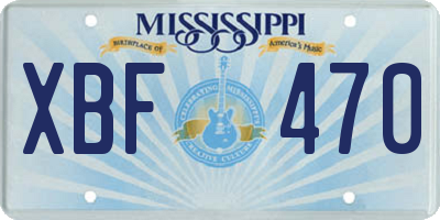 MS license plate XBF470