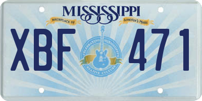 MS license plate XBF471