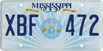 MS license plate XBF472