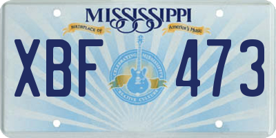 MS license plate XBF473