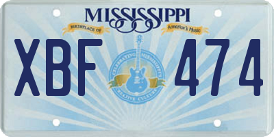 MS license plate XBF474