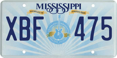 MS license plate XBF475