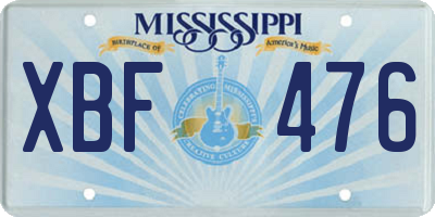 MS license plate XBF476