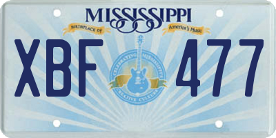 MS license plate XBF477