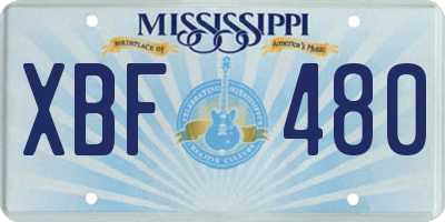 MS license plate XBF480