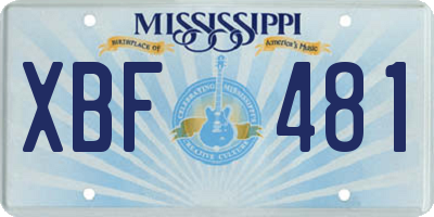 MS license plate XBF481