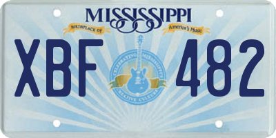MS license plate XBF482
