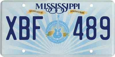 MS license plate XBF489