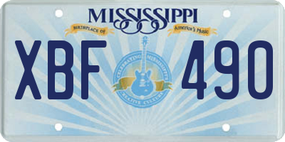 MS license plate XBF490