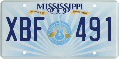 MS license plate XBF491