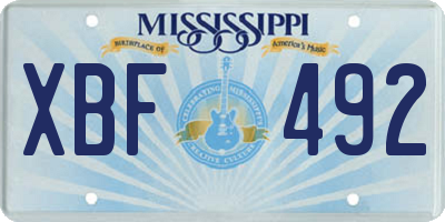 MS license plate XBF492