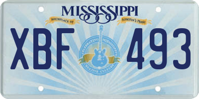 MS license plate XBF493