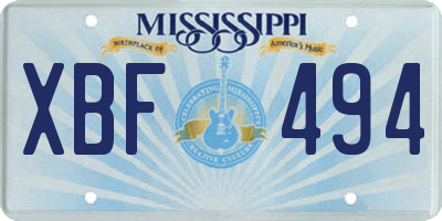 MS license plate XBF494