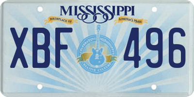 MS license plate XBF496