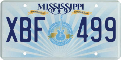 MS license plate XBF499