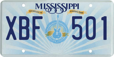 MS license plate XBF501