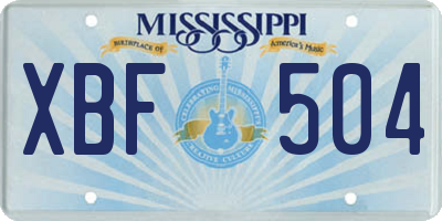 MS license plate XBF504