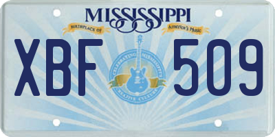 MS license plate XBF509